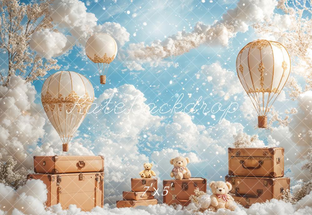 Hot Air Balloons Clouds Travel Sky Foto Achtergrond Designed by Emetselch