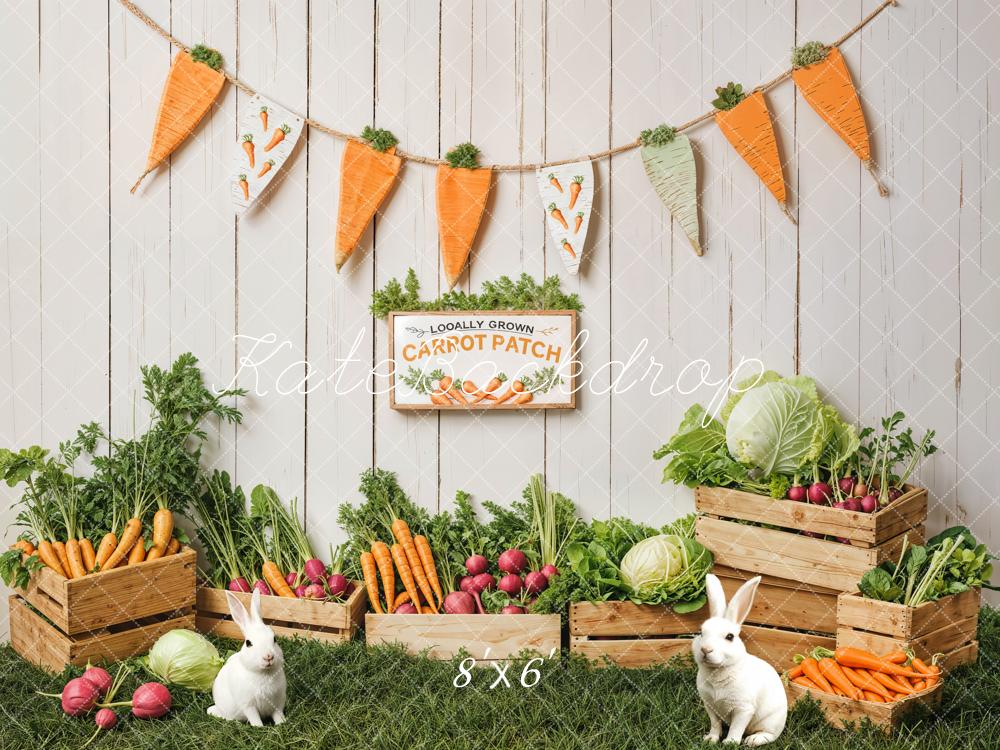 Lightning Deal #5 Kate Easter Bunny Carrot Patch Backdrop Designed by Emetselch