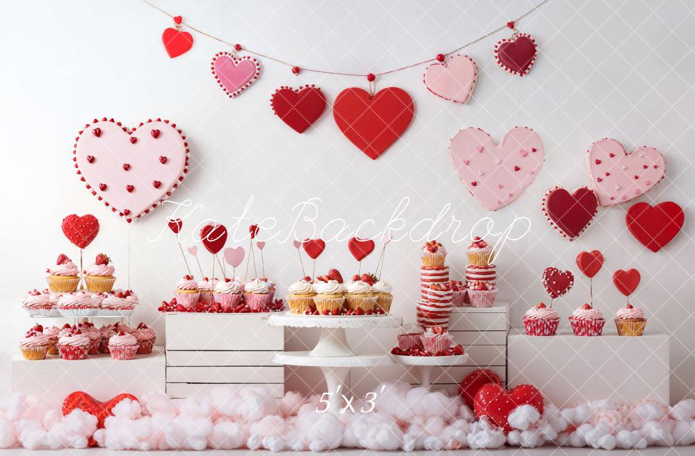 Fondo de cupcake de postre en forma de corazón Valentine's diseñado por Emetselch