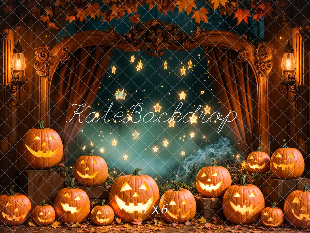 Lámparas de Calabaza de Halloween con Estrellas Vintage Arco Fondo