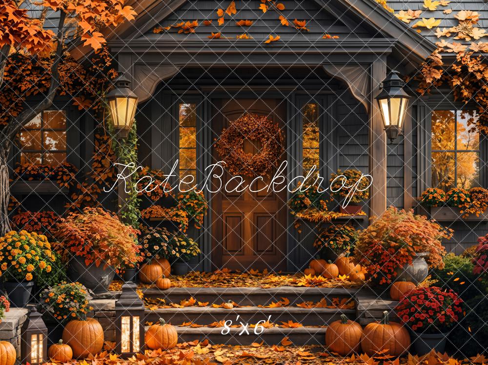 Kate Fall Golden Maple Leaf Log Cabin Backdrop Designed by Emetselch