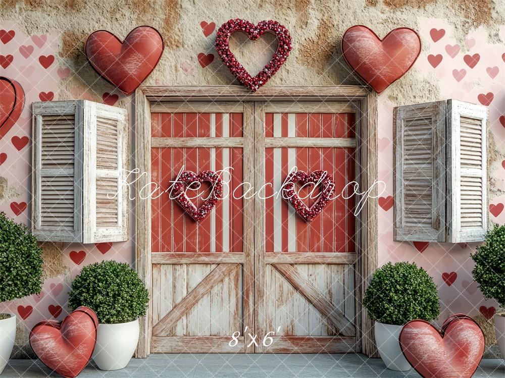 Kate Valentine Heart Rustic Door Backdrop Designed by Mini MakeBelieve