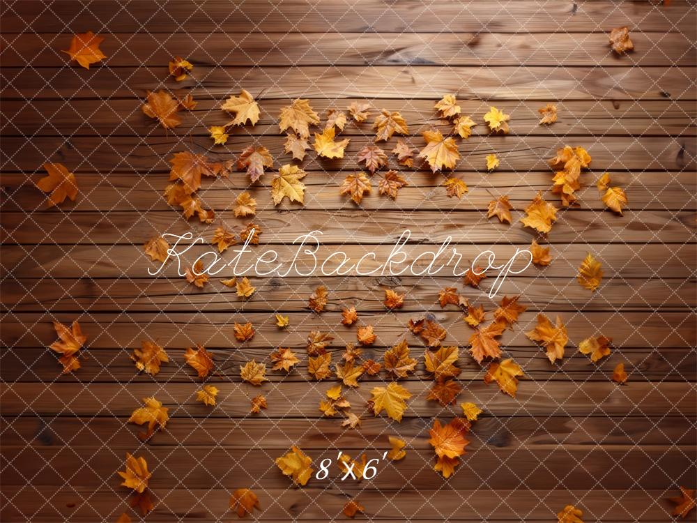 Fallen Leaves Wooden Floor Backdrop Designed by Mini MakeBelieve