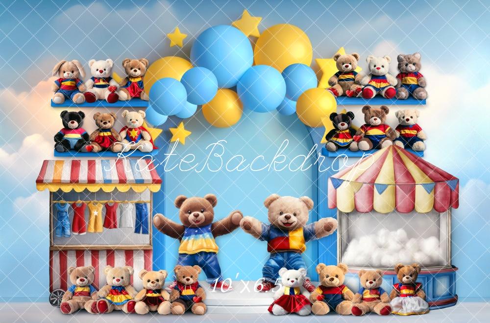 Fondo de arco de carnaval de oso de peluche