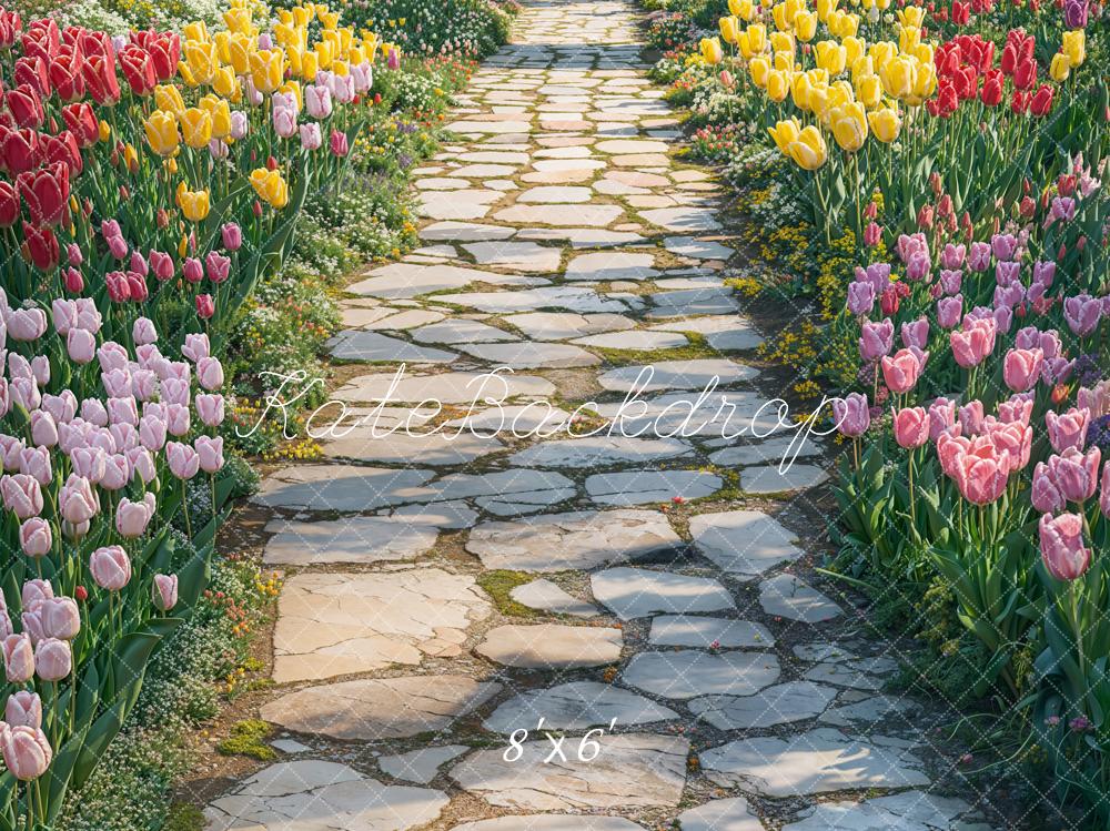 TEST Kate Spring Tulip Garden Path Floor Backdrop Designed by Emetselch