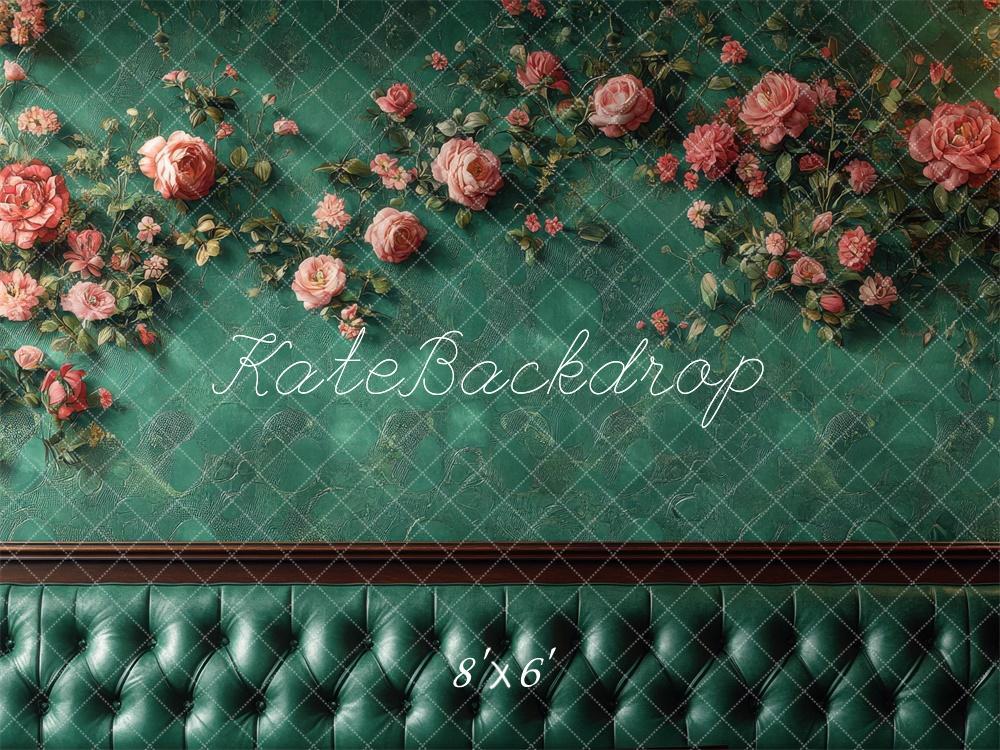 Kate Fine Art Floral Green Vintage Wall Backdrop Designed by Mini MakeBelieve