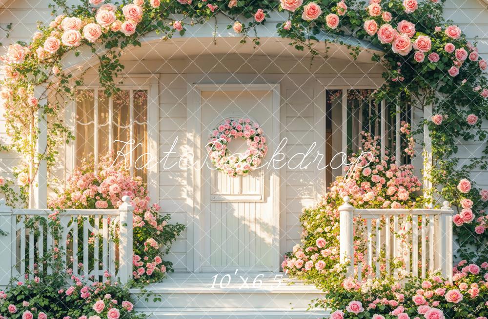 Kate Spring Flower Arch Pink Roses Doorway Backdrop Designed by Emetselch