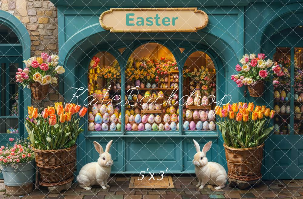 Kate Easter Bunny Flower Eggs Shop Backdrop Designed by Emetselch