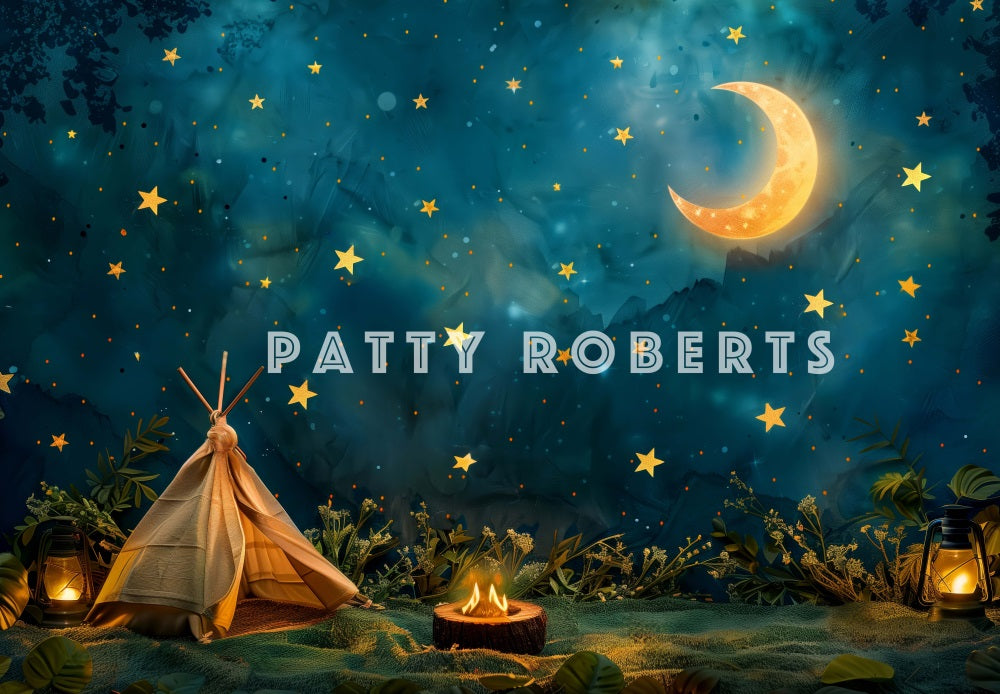 Foto Achtergrond Nacht Tent Kampeer Kampvuur Ontwerp door Patty Robert