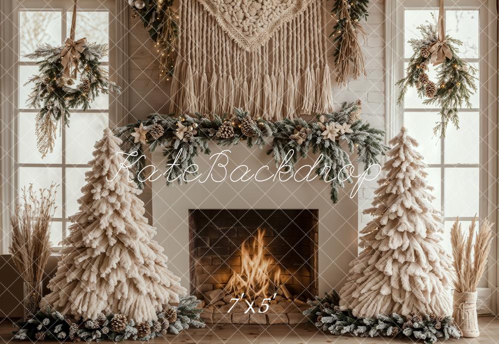 TEST Kerstboom Boho Openhaard Witte Foto Achtergrond Designed by Emetselch