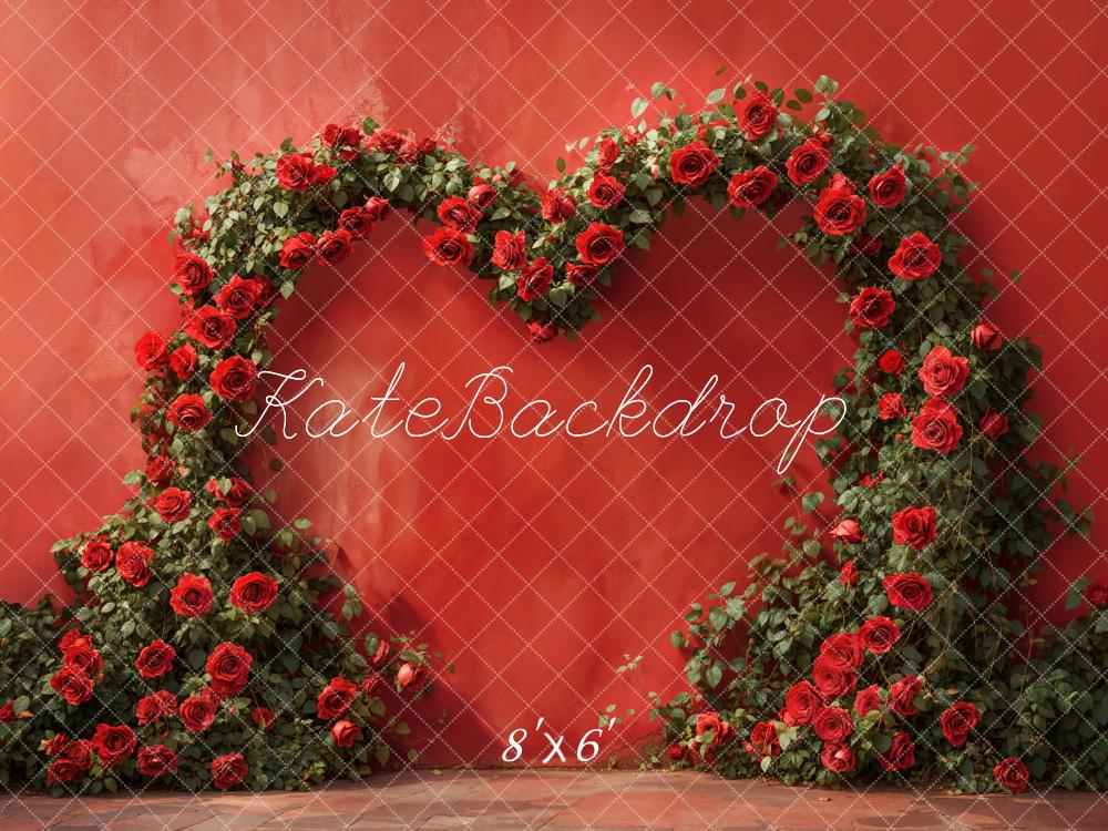 Kate Valentine Red Rose Heart Arch Backdrop Designed by Emetselch