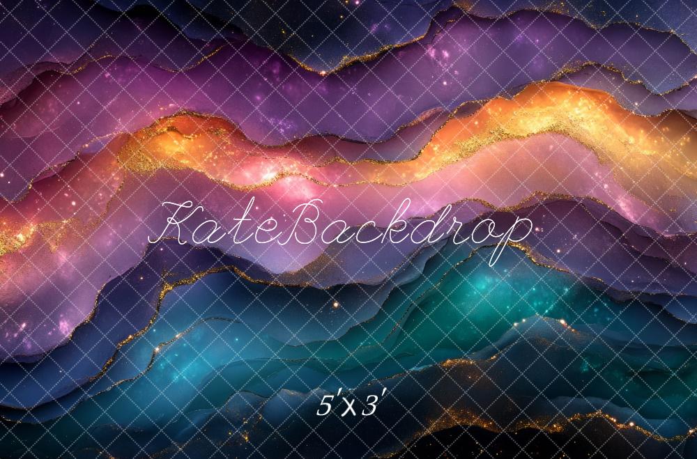 Kate Abstract Galaxy Glowing Watercolor Wall Backdrop Designed by Mini MakeBelieve