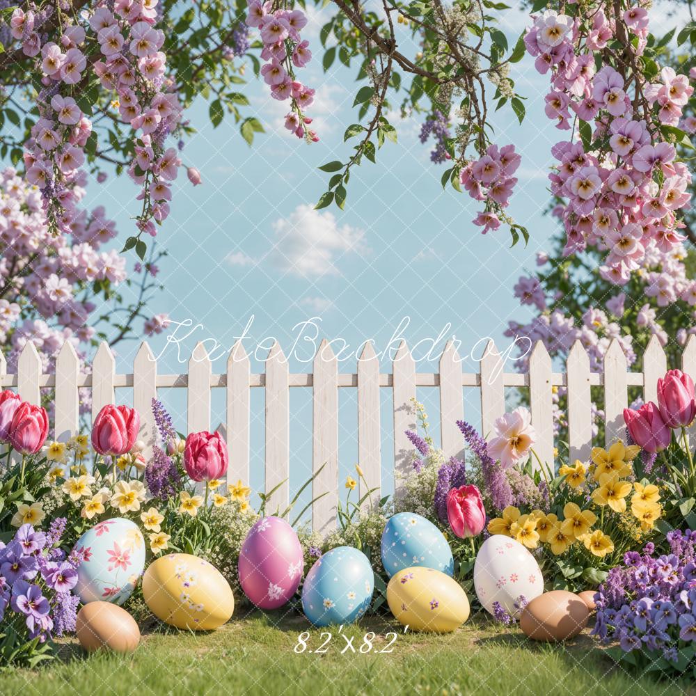 Kate Easter Egg Floral Garden Fence Backdrop Designed by Emetselch