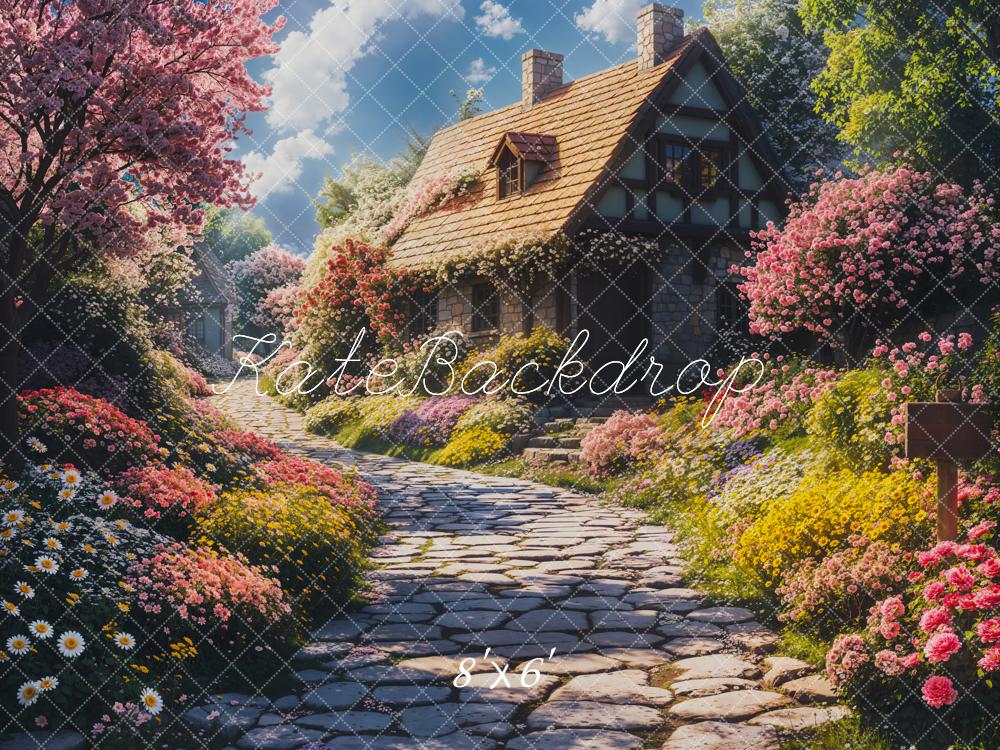 Fondo Floral de Sendero de Primavera Cottage Diseñado por Emetselch