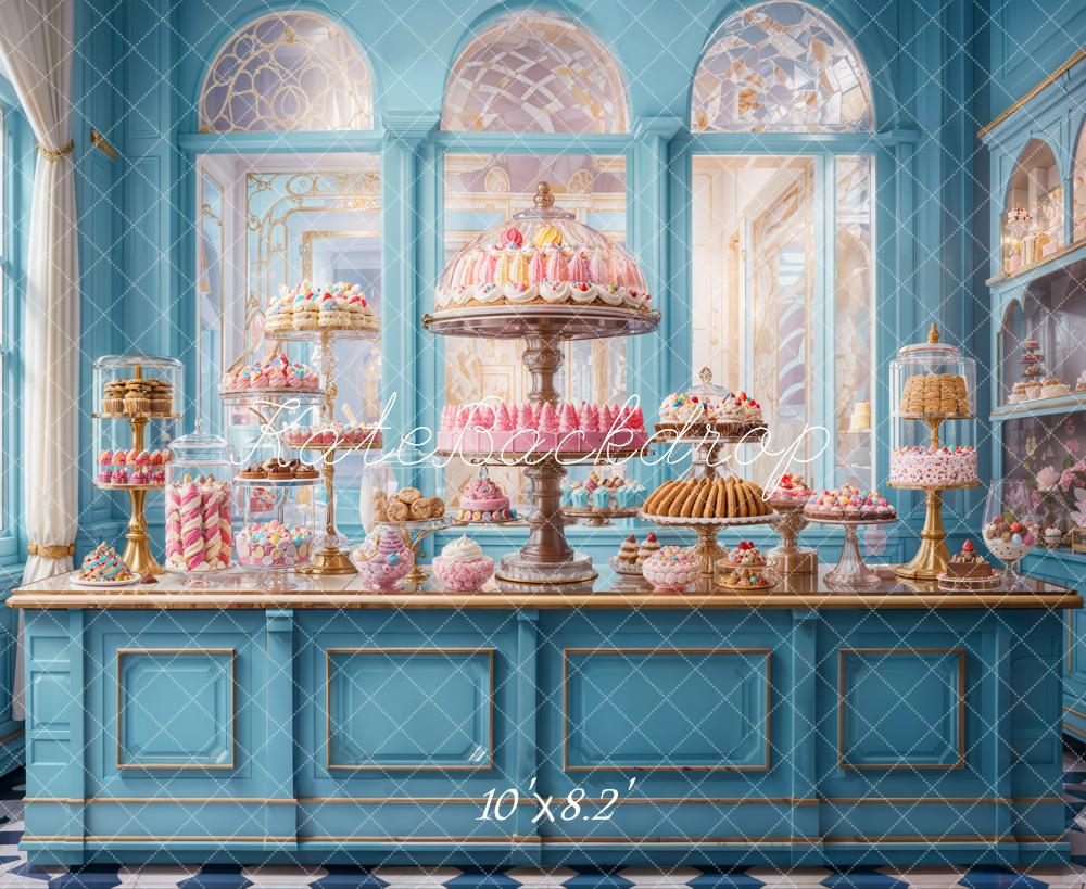 Kate Pastry Shop Dessert Blue Backdrop Designed by Emetselch