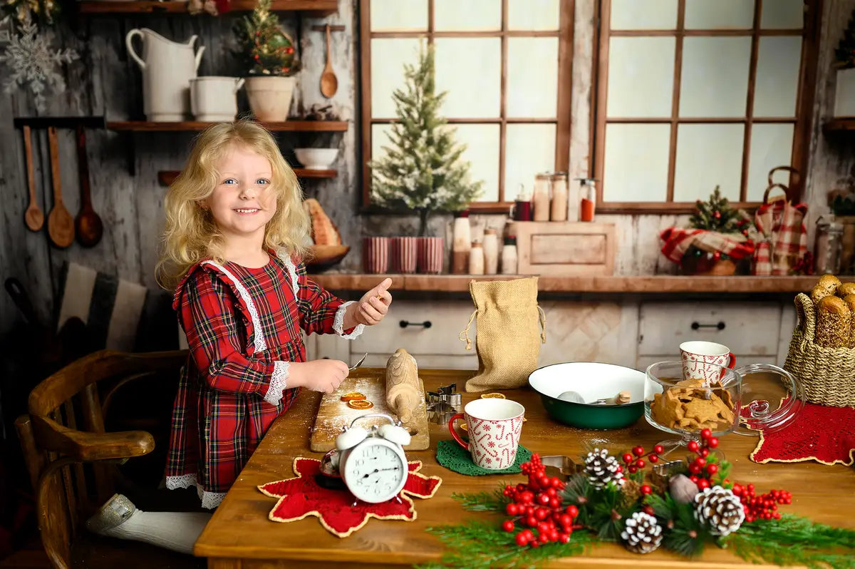 Wit Kerstkeuken Fleece Foto Achtergrond Ontworpen door Emetselch