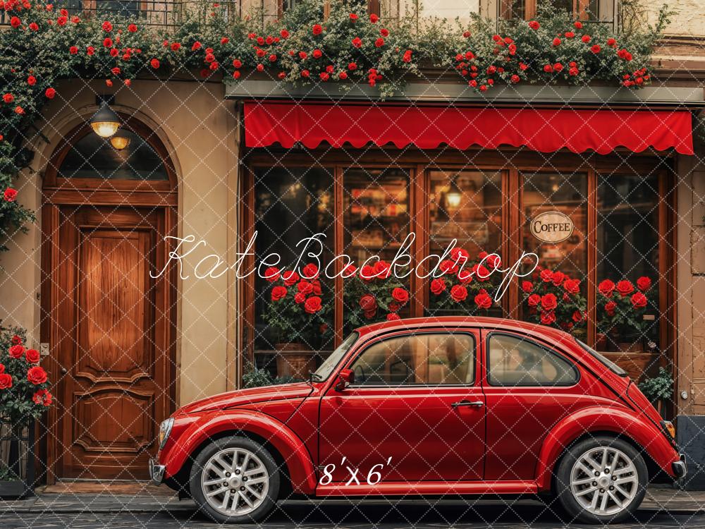 Fondo de Cafetería de Coche Vintage Rojo diseñado por Emetselch