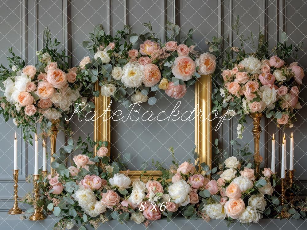 Kate Spring Rose Square Frame Wedding Backdrop Designed by Mini MakeBelieve