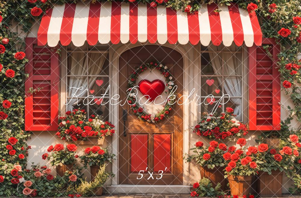 Kate Valentine Red Roses Heart Door Backdrop Designed by Emetselch