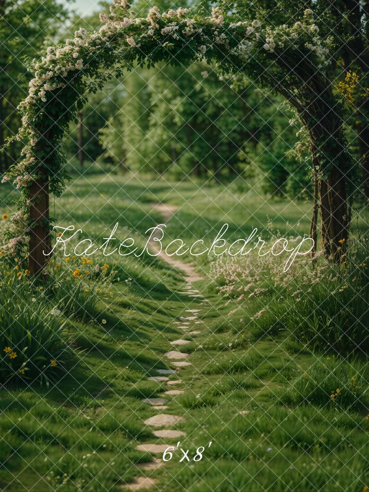 Spring Forest Arch Garden Path Green Foto Achtergrond Designed by Emetselch