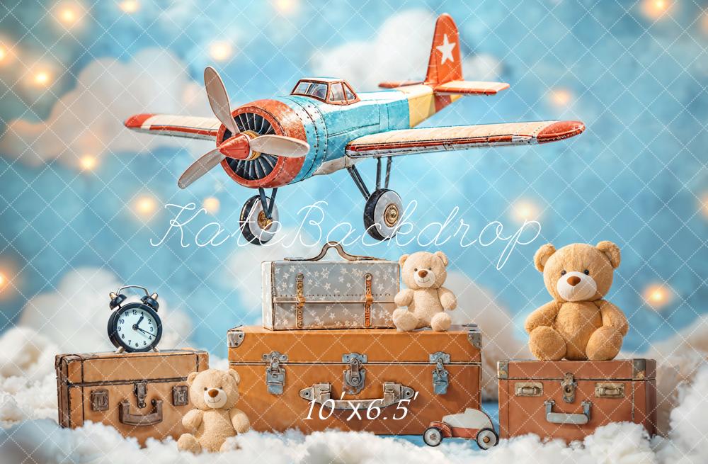 Vintage Vliegtuig Teddybeer Foto Achtergrond Designed by Emetselch