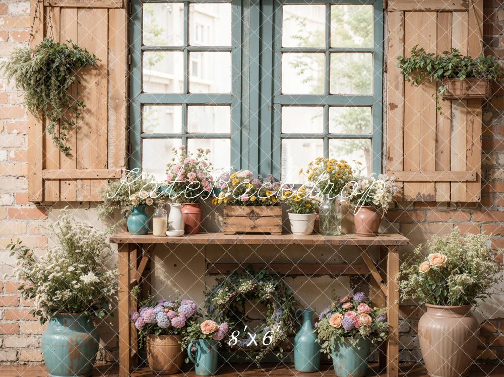 Kate  Spring Rustic Floral Window Table Backdrop Designed by Emetselch