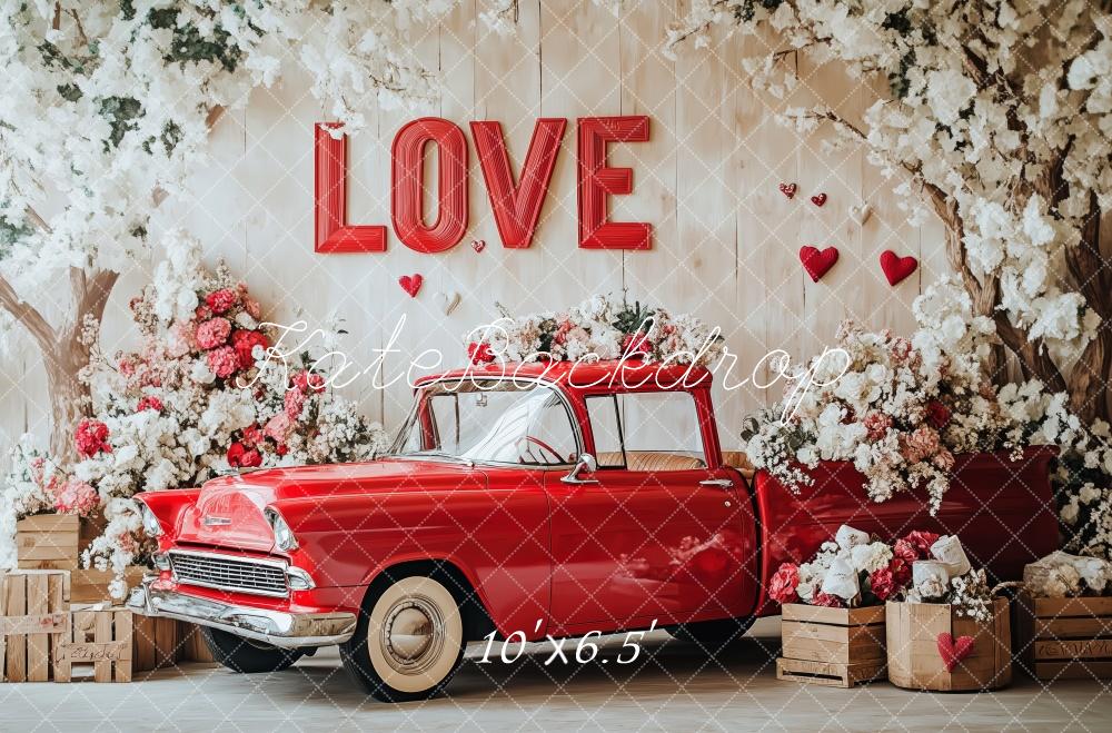 Kate Valentine's Day Love Vintage Car Flowers Backdrop Designed by Patty Roberts