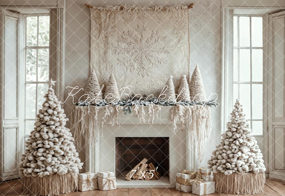 Kerstboom Witte Boho Haard Foto Achtergrond Designed by Emetselch