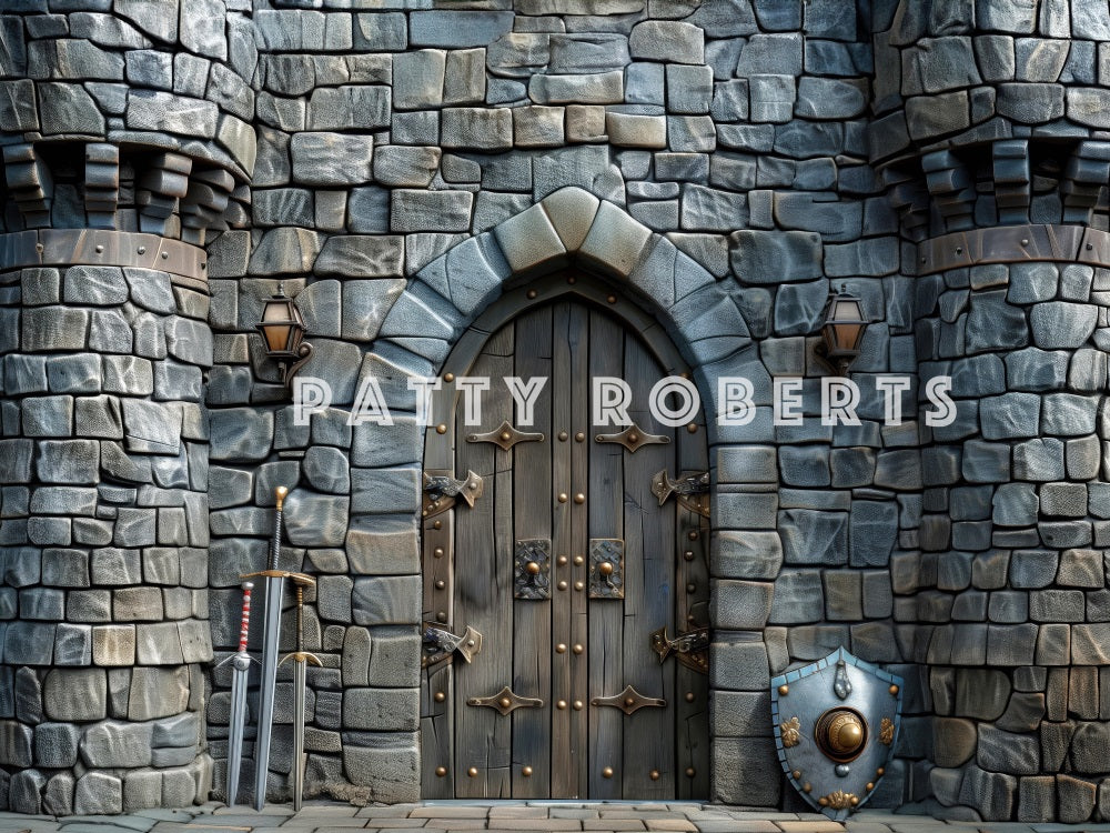 Vintage Knight Gray Stone Castle Foto Achtergrond Designed by Patty Robert