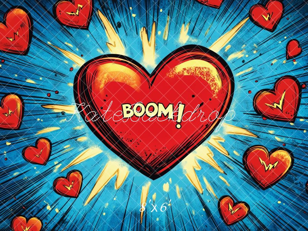 Kate Valentine Comic Heart Explosion Backdrop Designed by Patty Roberts