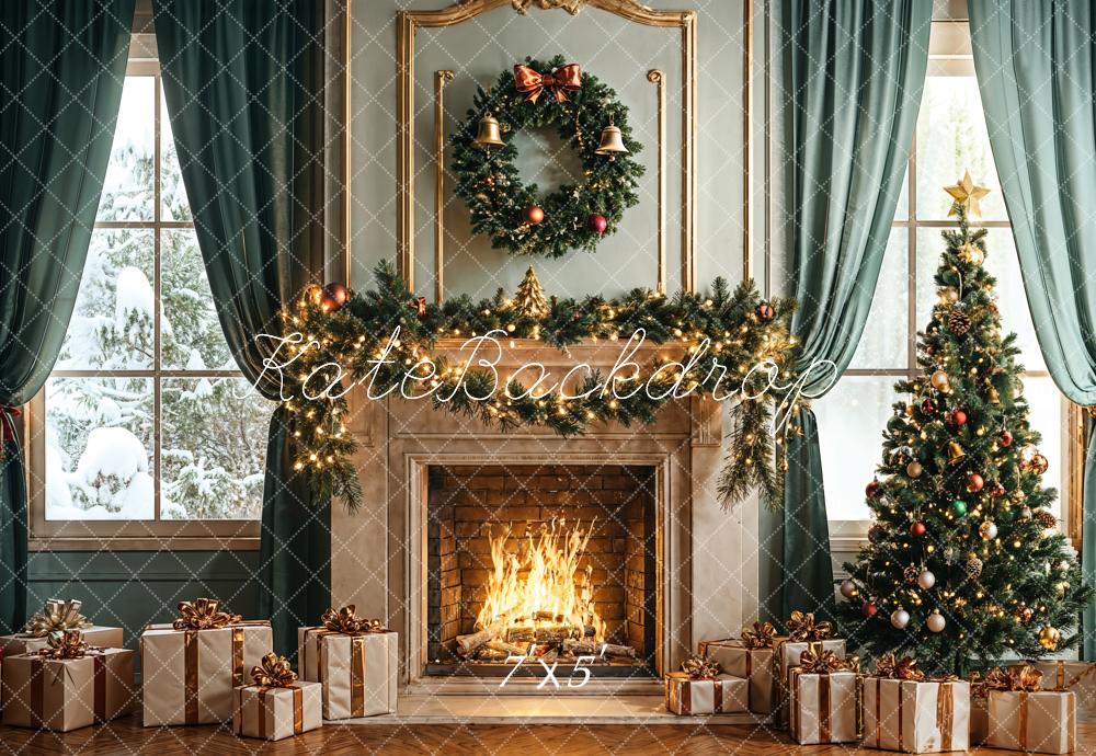 Kate Christmas Tree Fireplace Gifts Backdrop Designed by Emetselch