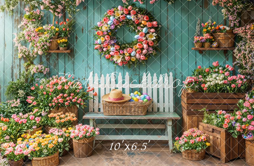 Kate Spring Floral Easter Wreath Backdrop Designed by Emetselch