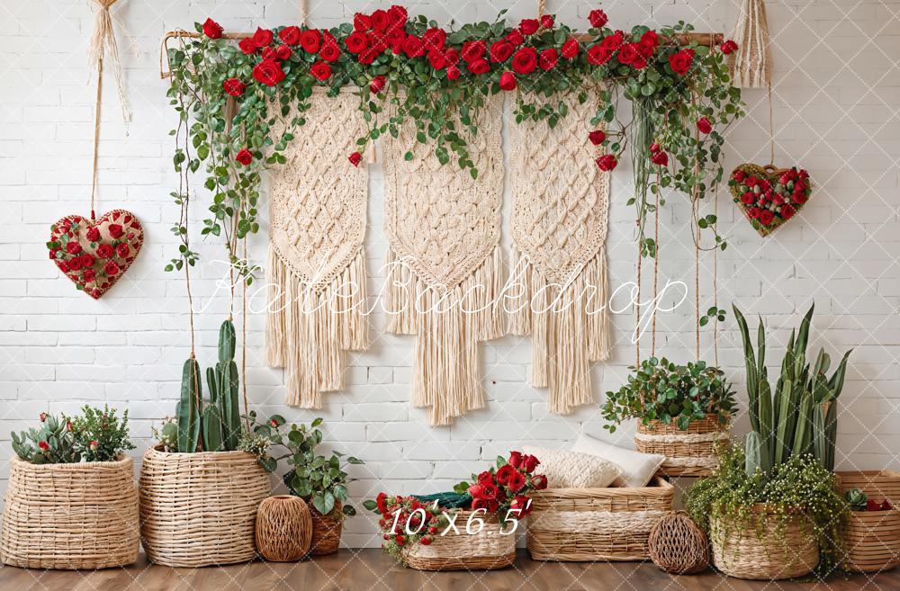 TEST Kate Valentine Boho Floral Macrame Cactus Backdrop Designed by Emetselch