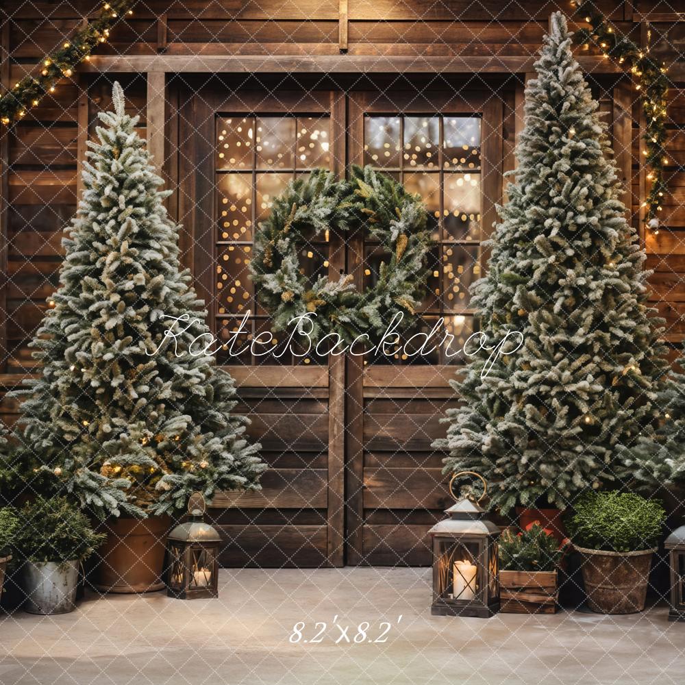 Kate Christmas Tree Outdoor Brown Wooden Barn Backdrop Designed by Emetselch