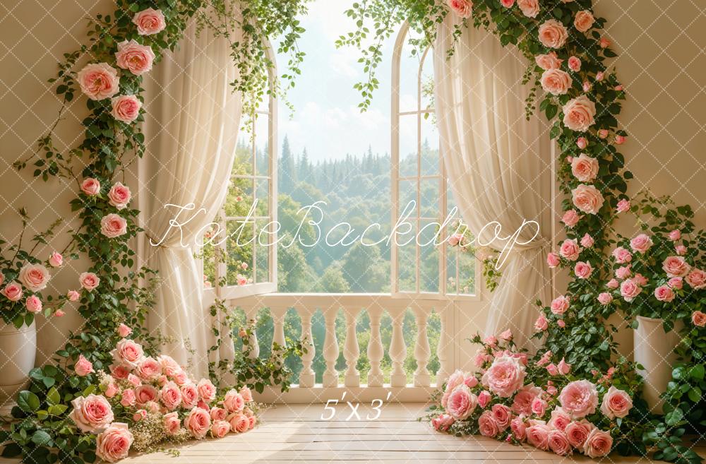 Kate Wedding Rose Floral Arch Window Backdrop Designed by Emetselch