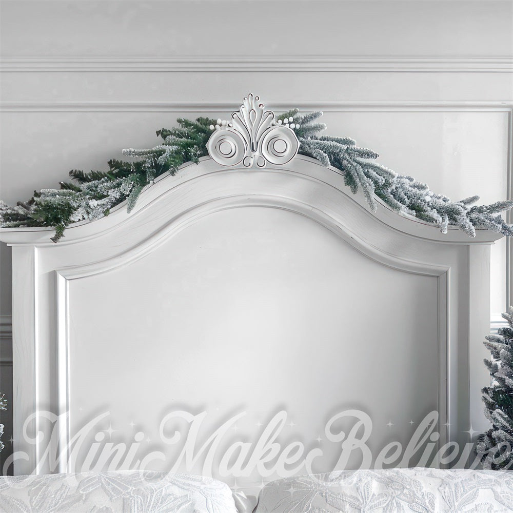 Kate Christmas White Vintage Wooden Headboard Backdrop Designed by Mini MakeBelieve