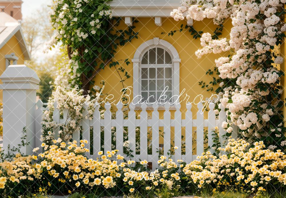 Kate Spring Floral Yellow Cottage Backdrop Designed by Emetselch