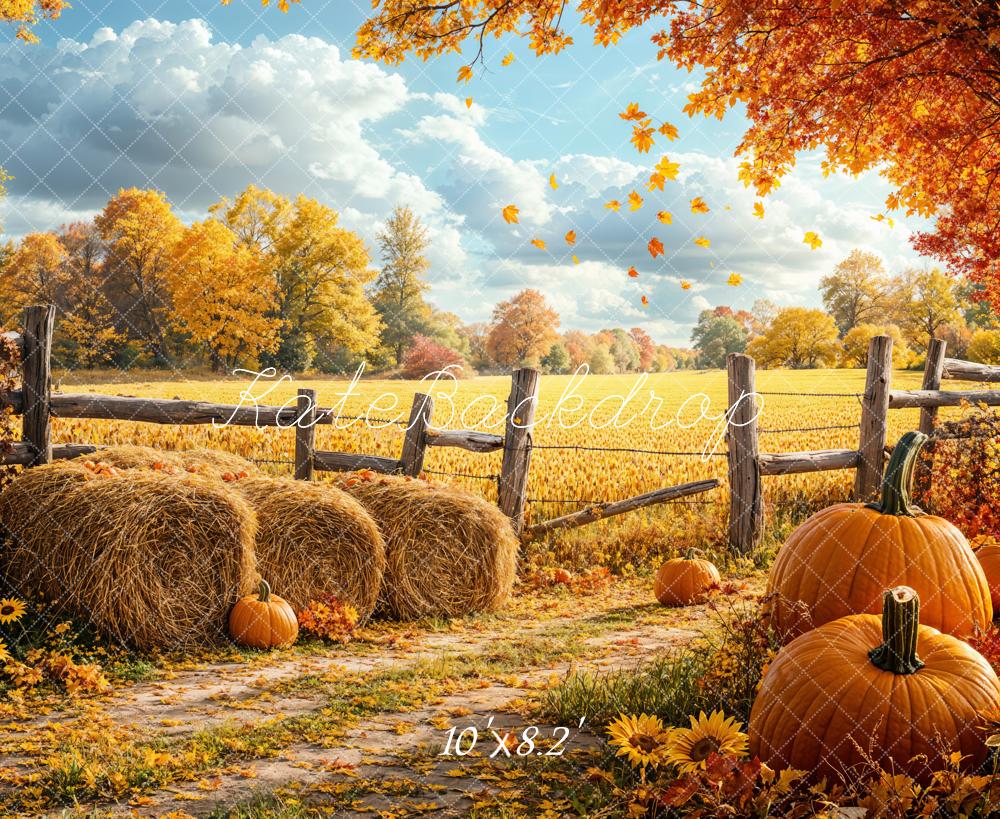 Kate Fall Harvest Pumpkin Field Backdrop Designed by Emetselch