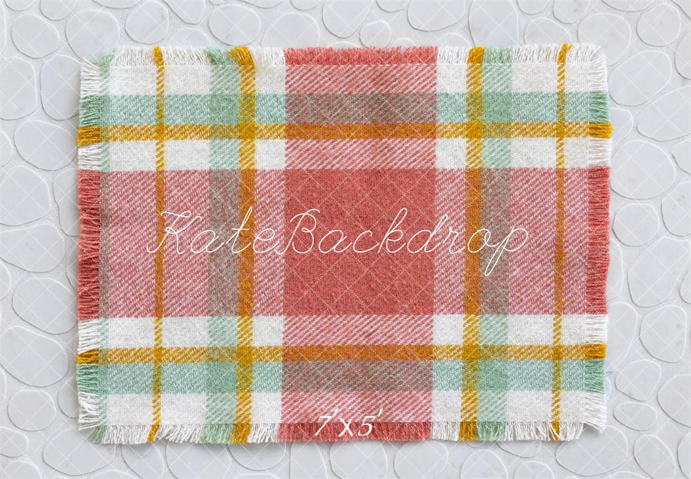 Kate Newborn Red Plaid Pattern Floor Backdrop Designed by Mini MakeBelieve