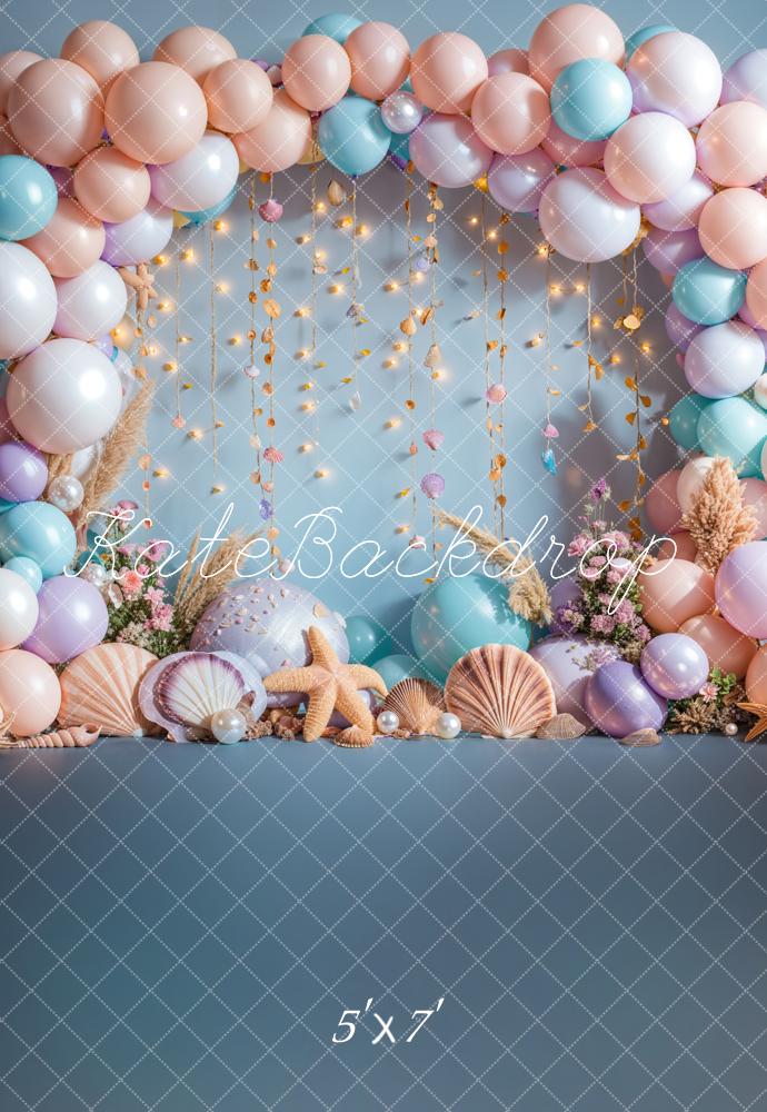 Arco de globos de sirena océano fondo