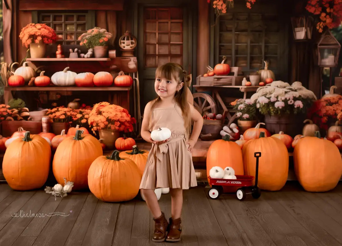 Fondo de Puerta Verde de la Tienda de Calabazas de Otoño Diseñado por Emetselch