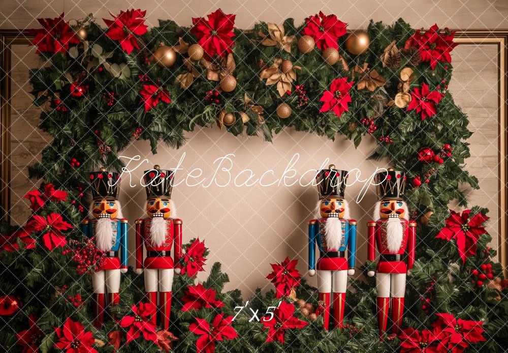 Kate Christmas Nutcracker Poinsettia Garland Backdrop Designed by Patty Roberts