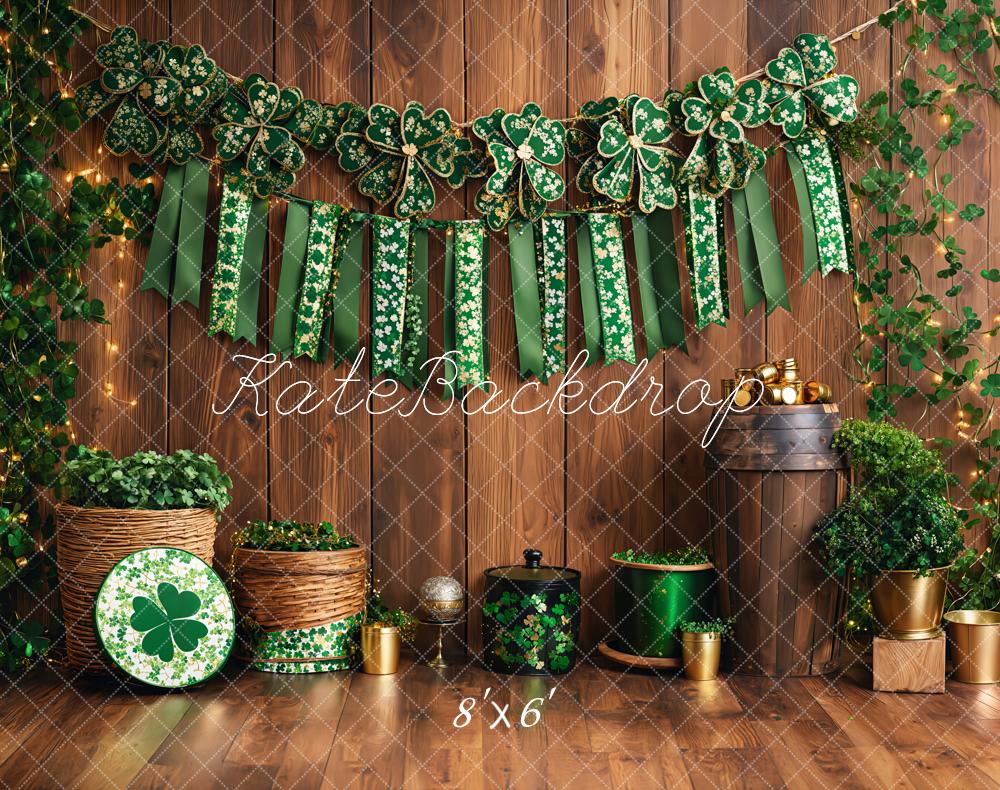 Kate St. Patrick's Day Shamrock Wood Backdrop Designed by Emetselch