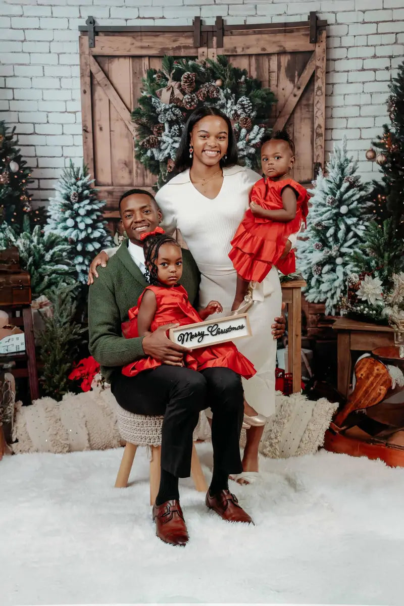 Kate Christmas Brown Wooden Barn Door Backdrop Designed by Emetselch