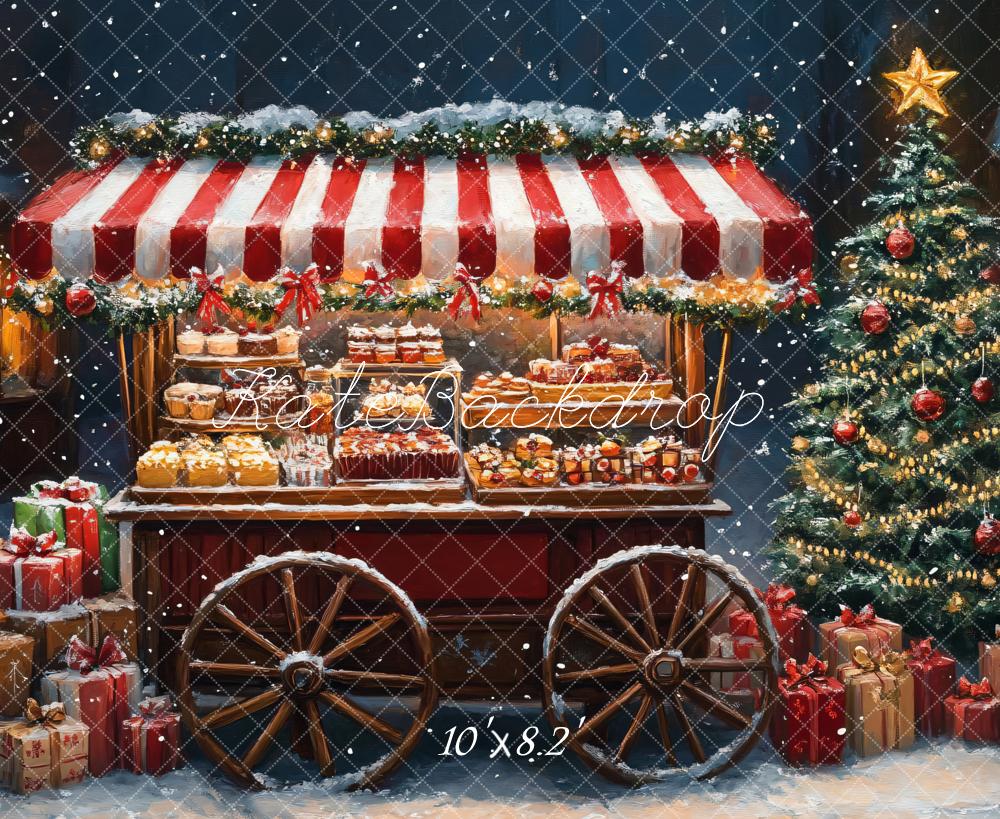 Kerst Snoepwagen Boom Met Cadeaus Foto Achtergrond Designed by Emetselch