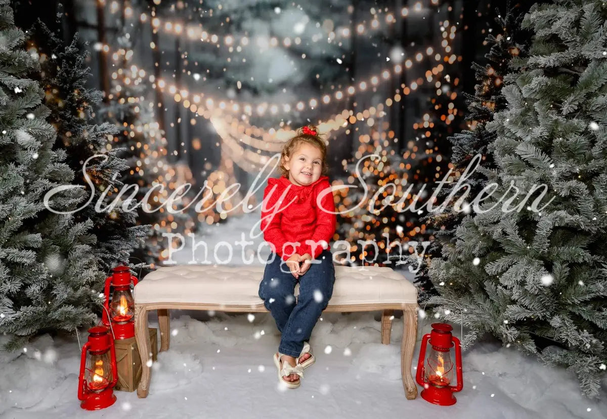 Kate Winter Christmas Outdoor Forest White Snowland Backdrop Designed by Emetselch