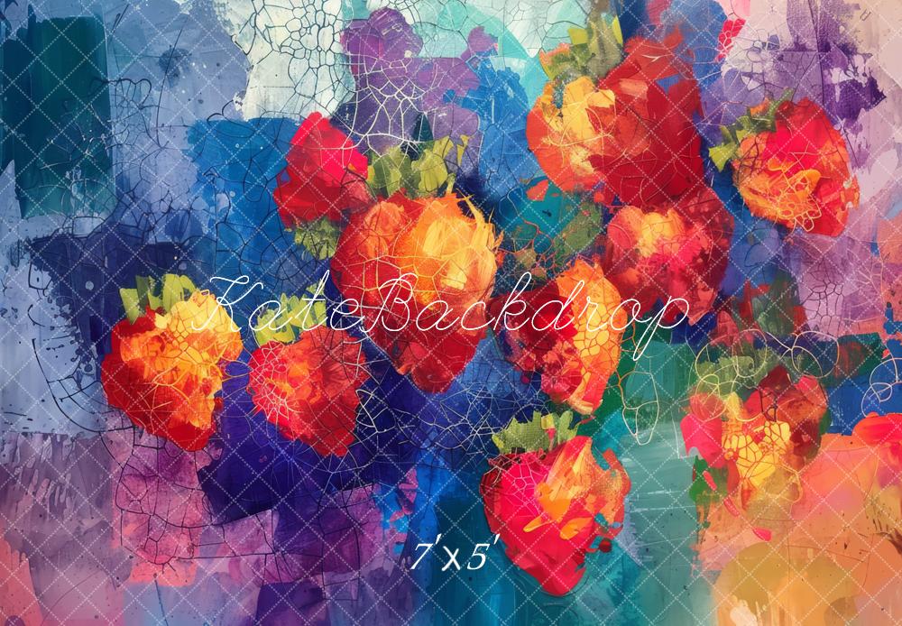 Kate Fine Art Colorful Strawberry Abstract Backdrop Designed by Lidia Redekopp