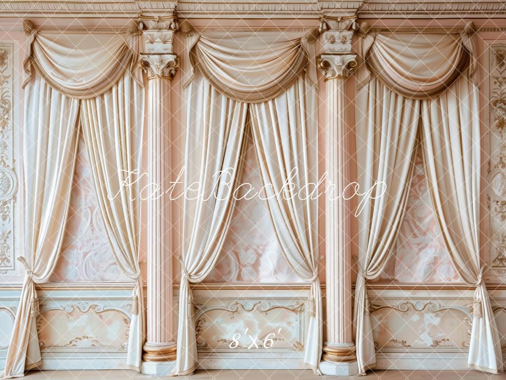 Kate White Curtains Pink Regal Draped Columns Backdrop Designed by Patty Robert