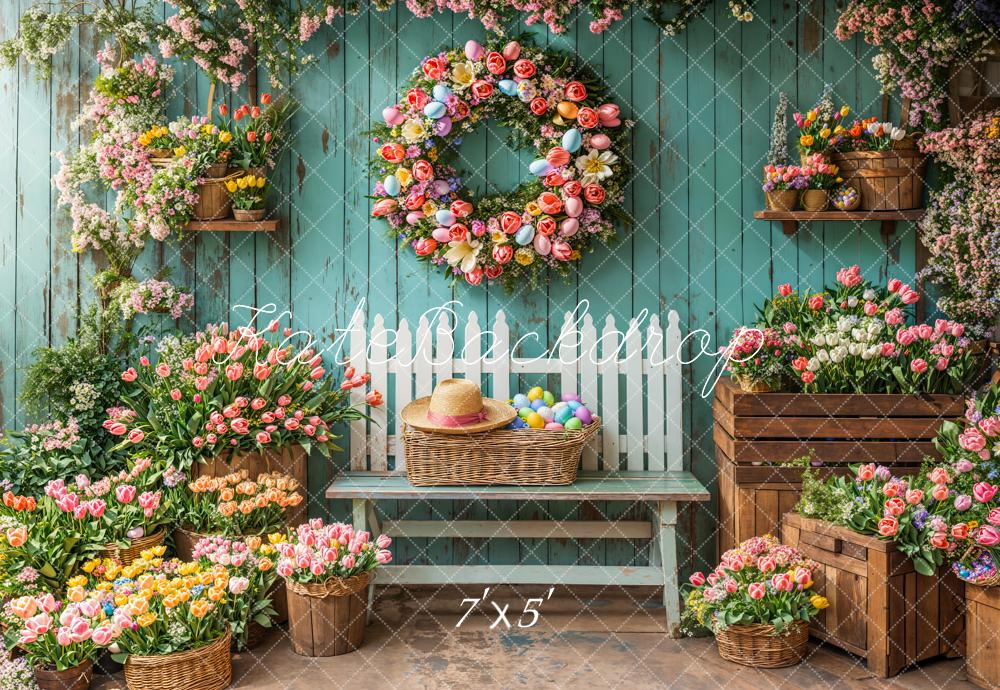 Kate Spring Floral Easter Wreath Backdrop Designed by Emetselch