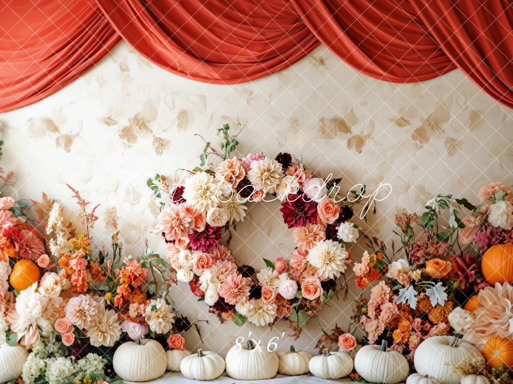 Kate Fall Floral Pumpkin Wreath Drapes Backdrop Designed by Patty Roberts